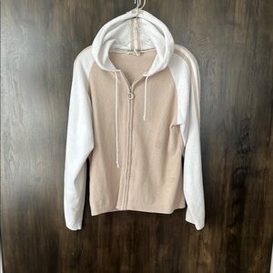 Women's Tan and White Hooded Jacket